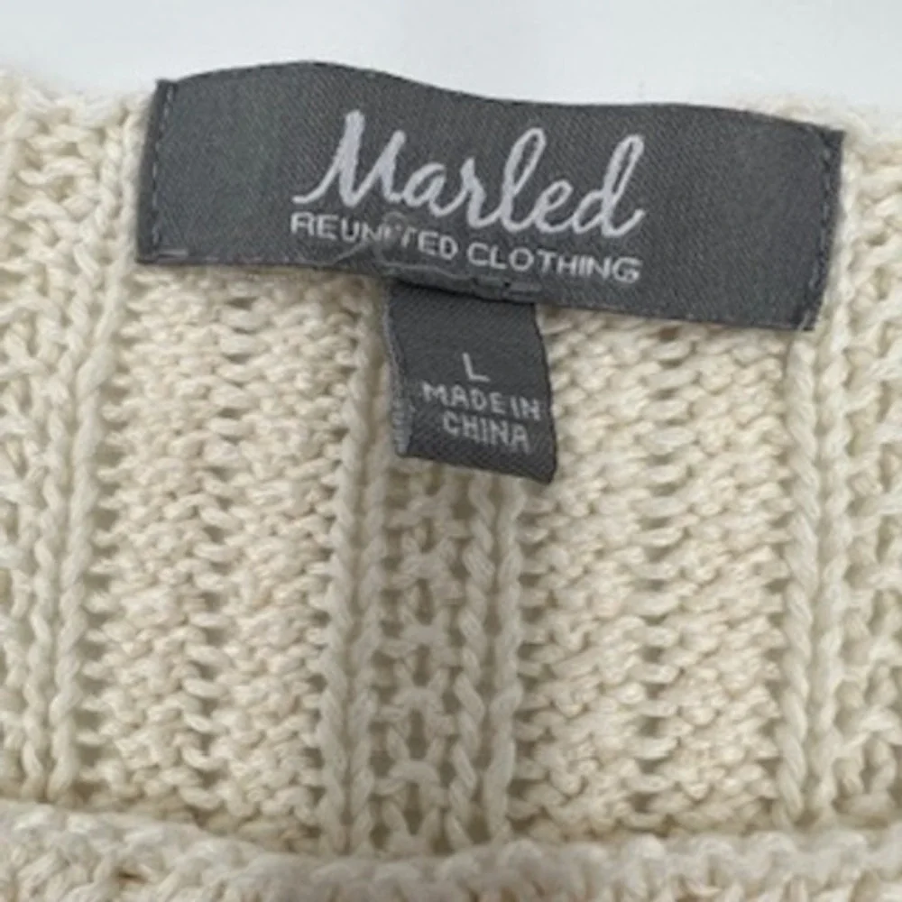Marled Reunited Clothing Ivory Knit Tank Top‎ Sleeveless Pointelle Sweater Large